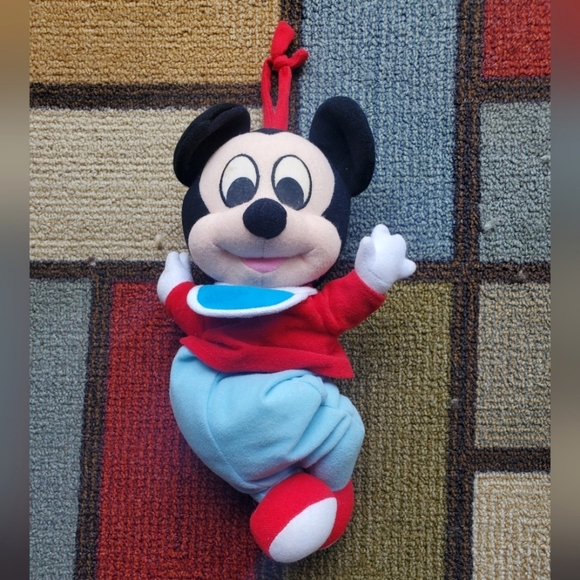 Disney Other - Disney Babies Plush Mickey Mouse Musical Pull N' Play Lullaby 1996 Vintage Toy